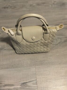 Woven Top-Handle Women's Bag in Light Beige